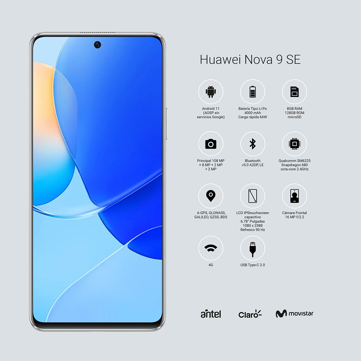 Huawei nova 9se 128gb rom/6gb ram dual sim jln-lx3 Blanco
