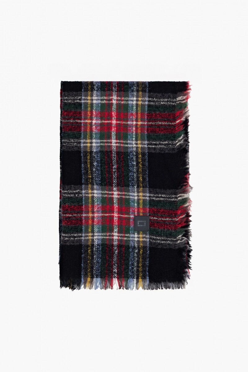 Pashmina a cuadros - negro 