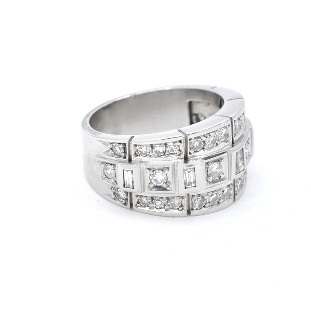 Anillo Platino Y Brillantes Redondos Y Baguette Anillo Platino Y Brillantes Redondos Y Baguette