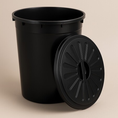 PAPELERA TACHO BASURA 48 LITROS NEGRO NEGRO