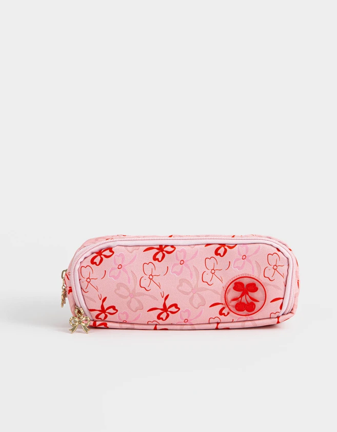 Cartucheras Estampados Cartuchera Con Moñitos "coquette" - Rosa Claro