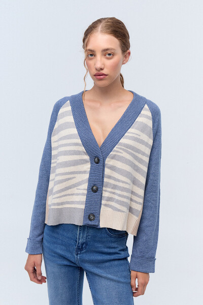 Cardigan Cebra Celeste