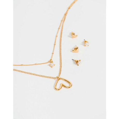 Bijou Set Con Corazón Bañado En Oro Dorado