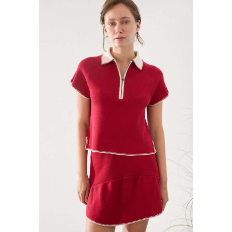 Top Zip Knit Rojo