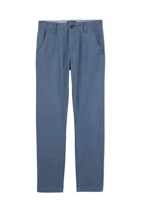 Pantalón clásico de sarga, entallado, azul Sin color