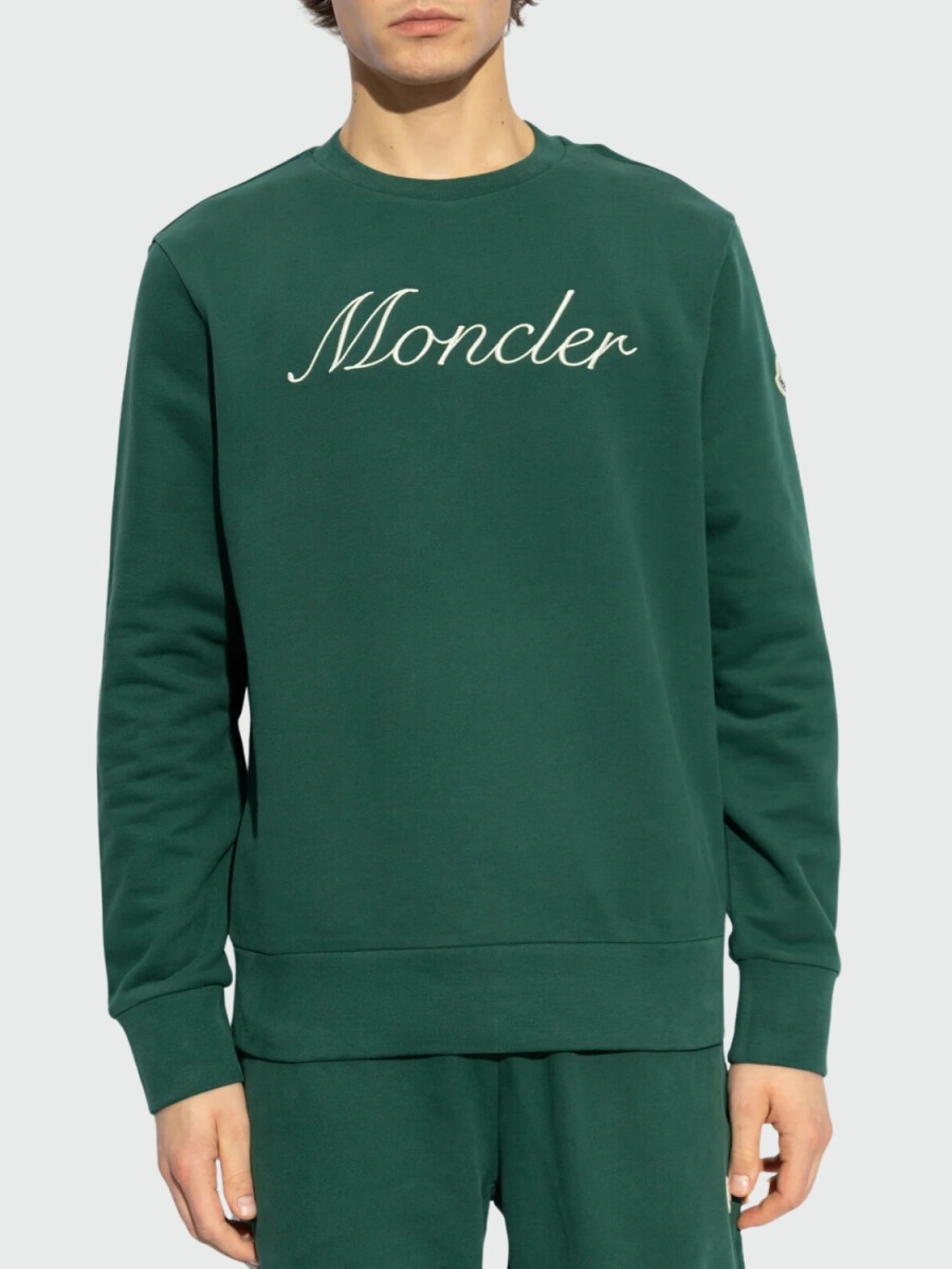 Moncler - Sudadera de Algodón con Logotipo Bordado - Verde 
