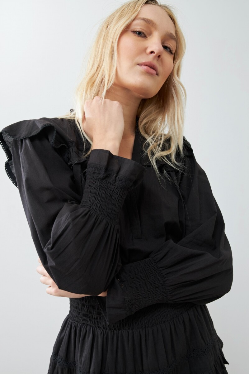 Vestido boho con volados negro