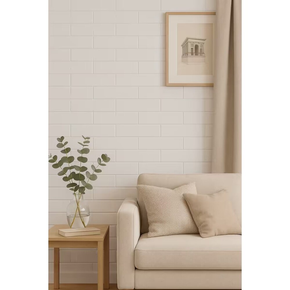 Cerámica para pared Brick White 7,5X25 cm mate Cerámica Para Pared Brick White 7,5x25 Cm Mate