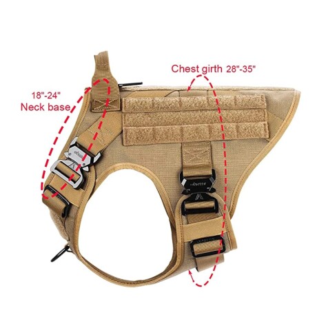 Arnés táctico para perro con hebillas metálicas Caqui