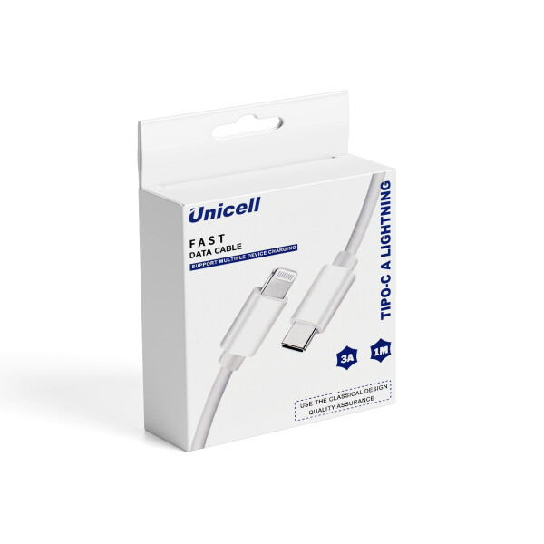 Cable Unicell Tipo-C a Lightning 1 metro color blanco Cable Unicell Tipo-c A Lightning 1 Metro Color Blanco