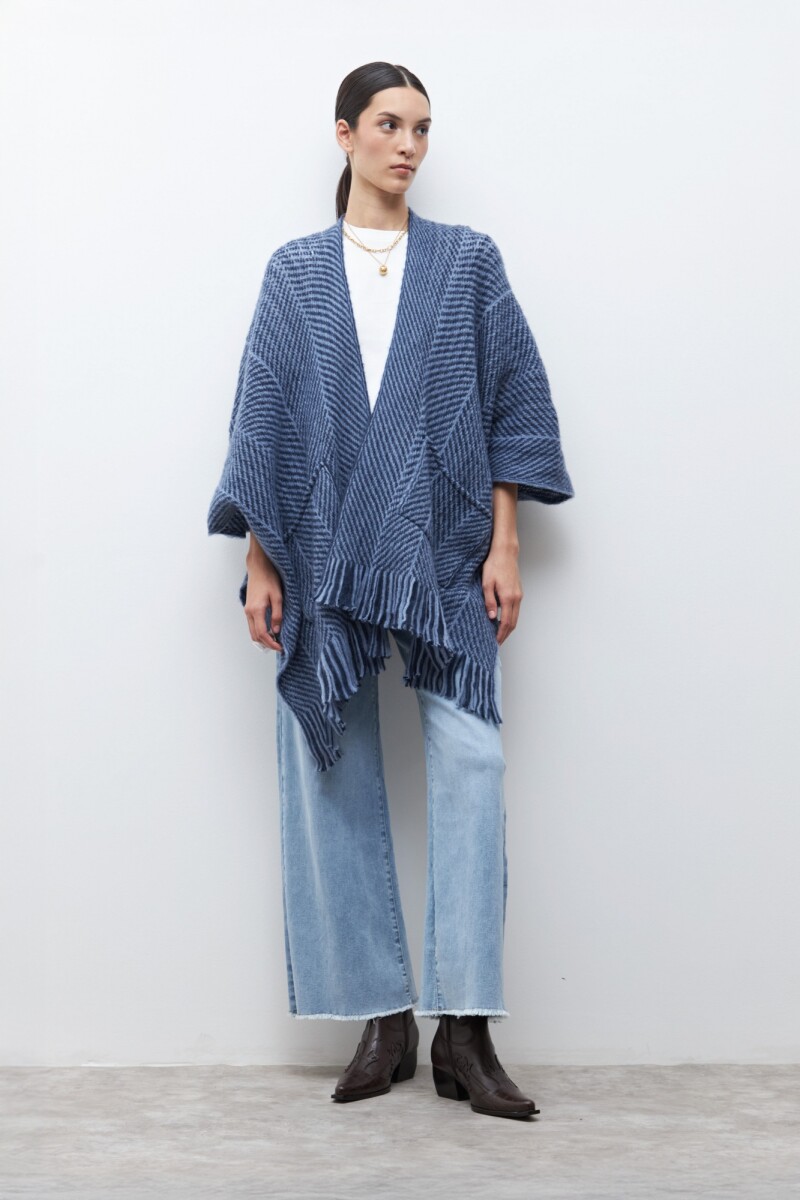 Ruana con bolsillos azul marino