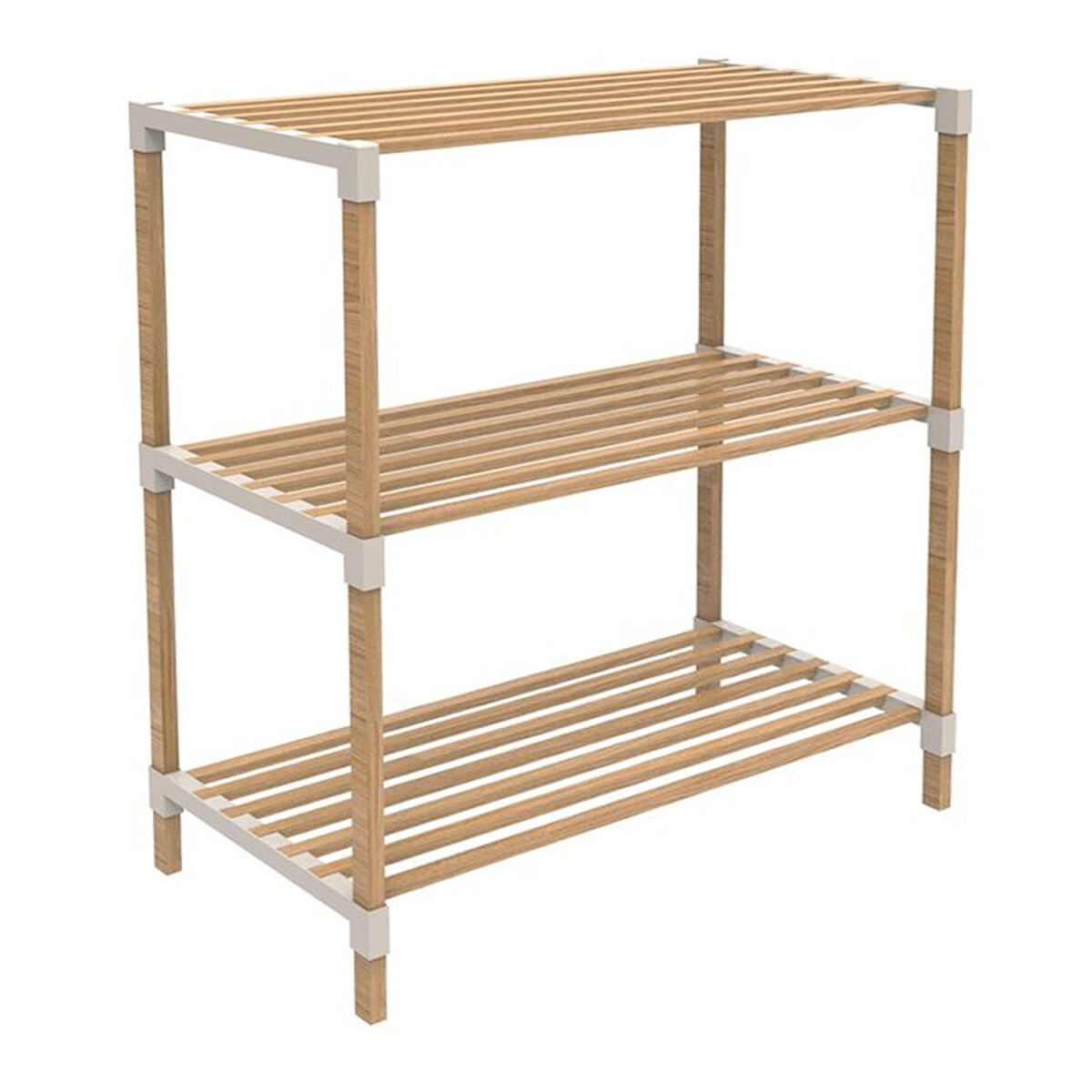 Estantería Organizadora Rack 3 Niveles 78x65x30Cm Madera PP - Natural 