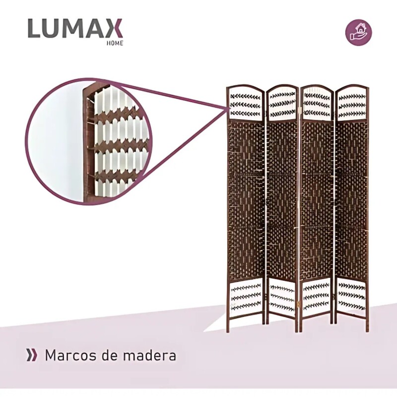 Biombo separador de rattan 1.8 mts Marrón