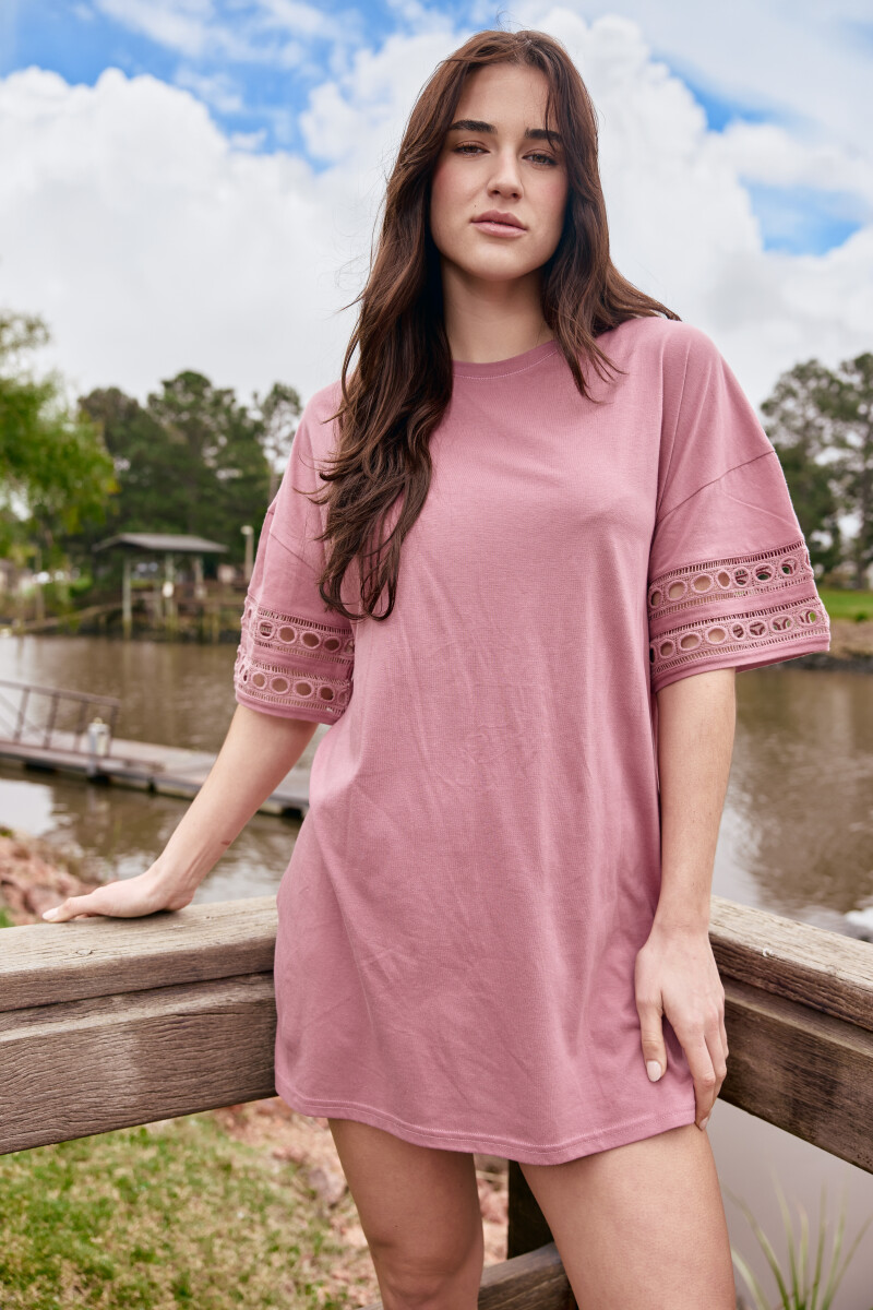 Cotton lace dress - Marron 