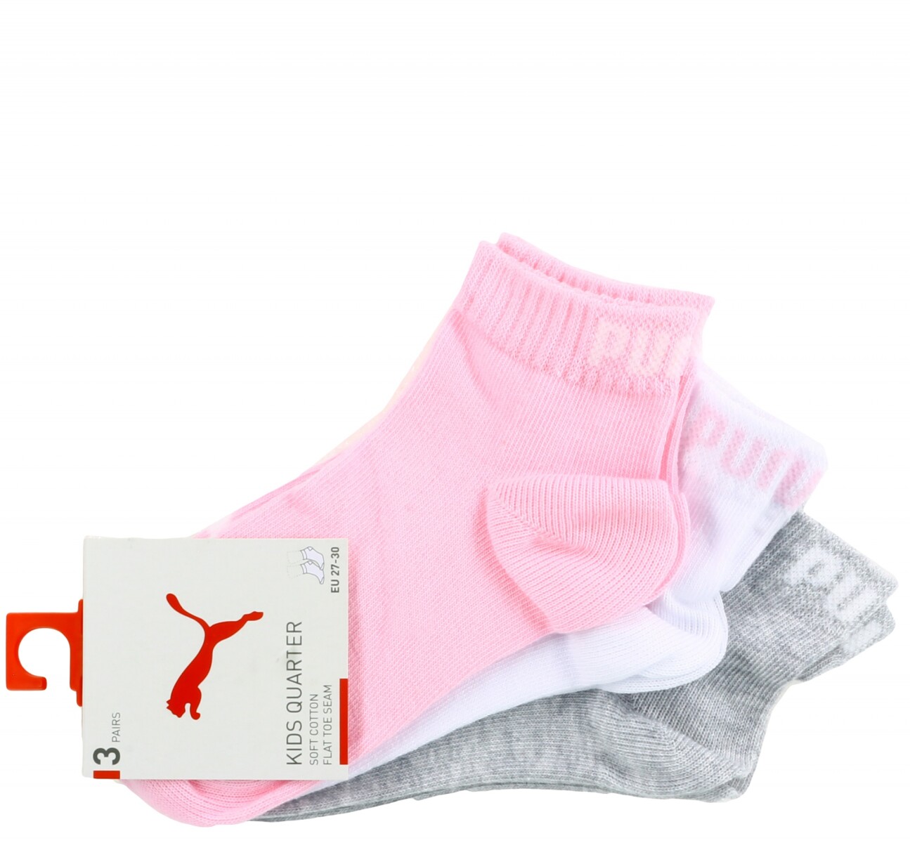 Medias de Mujer Puma x3 Quarter Puma - Rosa - Blanco - Gris 