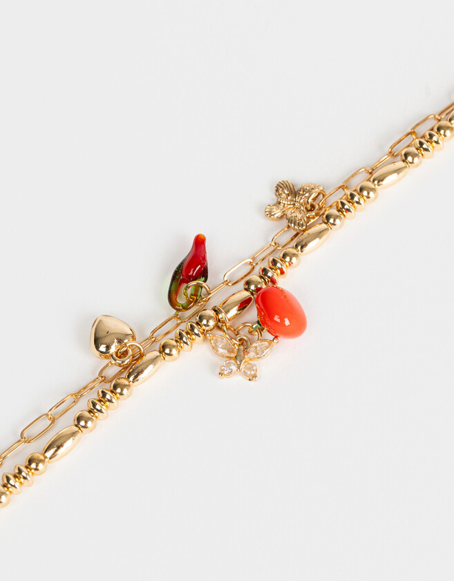 Pulseras Flexibles Con dije de vidrio Pulseras Con Dije De Vidrio - Dorado