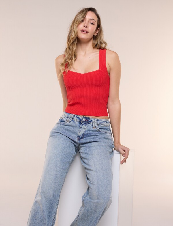 Musculosa Acanalada Escote Corazón ROJO