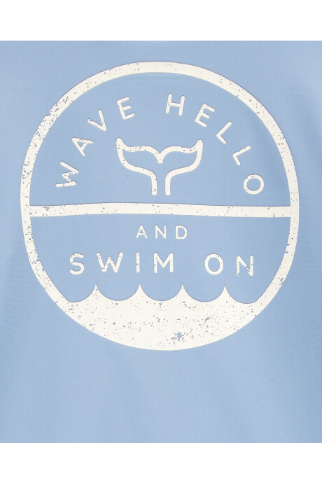 Traje de baño dos piezas, protección UPF 50+, manga larga, azul Traje de baño dos piezas, protección UPF 50+, manga larga, azul