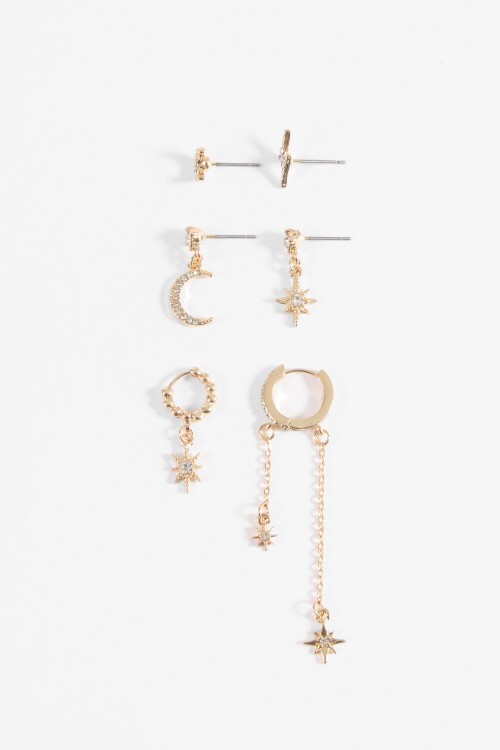 Set de caravanas mystic strass dorado