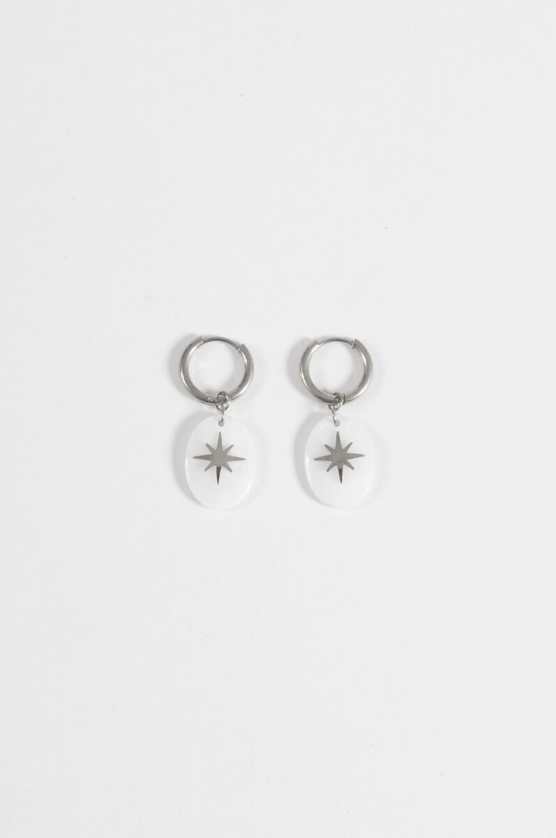 Aros acero dije estrella - plateado 