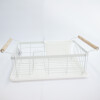 Escurridor para Platos en Acero Inoxidable y Asas de Madera Blanco