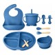 Set Alimentación Bebé en Silicona Libre Bpa 10 Piezas Azul