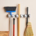 SOPORTE DE PARED PARA 5 ESCOBAS GRIS