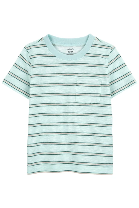 Remera de algodón, manga corta diseño a rayas Remera de algodón, manga corta diseño a rayas