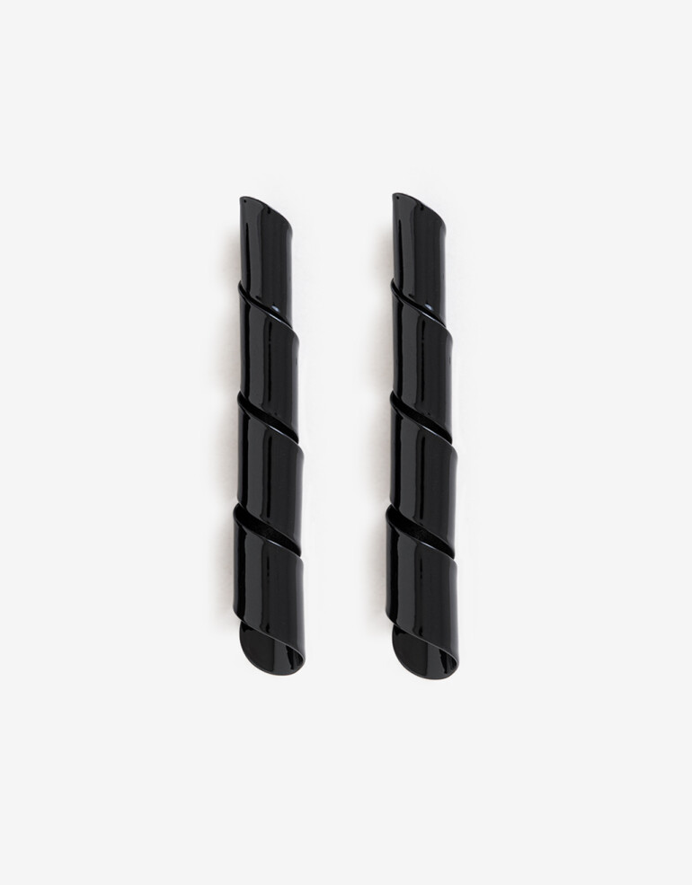 Aros Colgantes Largos Metal Aros Colgantes Largos, Espiral - Negro