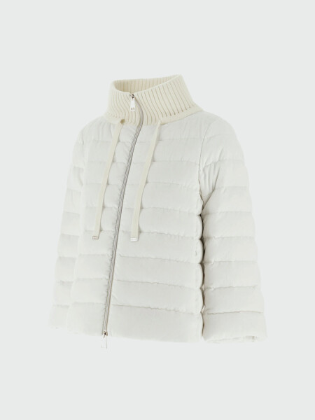 Herno - Campera corte boxy y cropped de viscosa efecto pana Negro