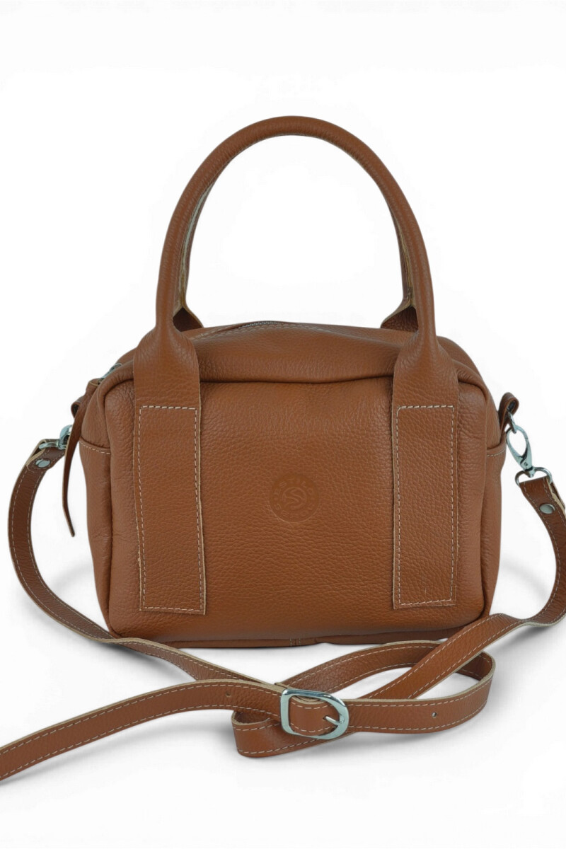 Cartera de Mano y Bandolera 100% Cuero Dulce de Leche