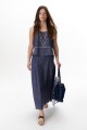 FALDA LINO RAYA AZUL
