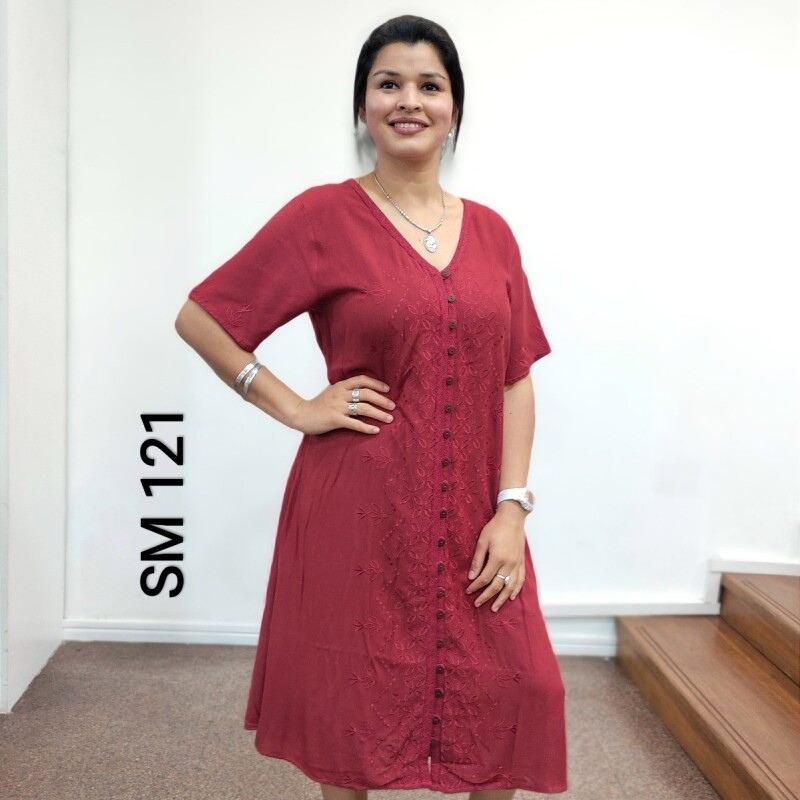 Vestido Da.M/C C/Bot. Bordo