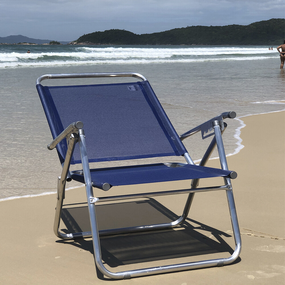 Sillón reclinable en aluminio King, 140 kg súper resistente AZUL MARINO