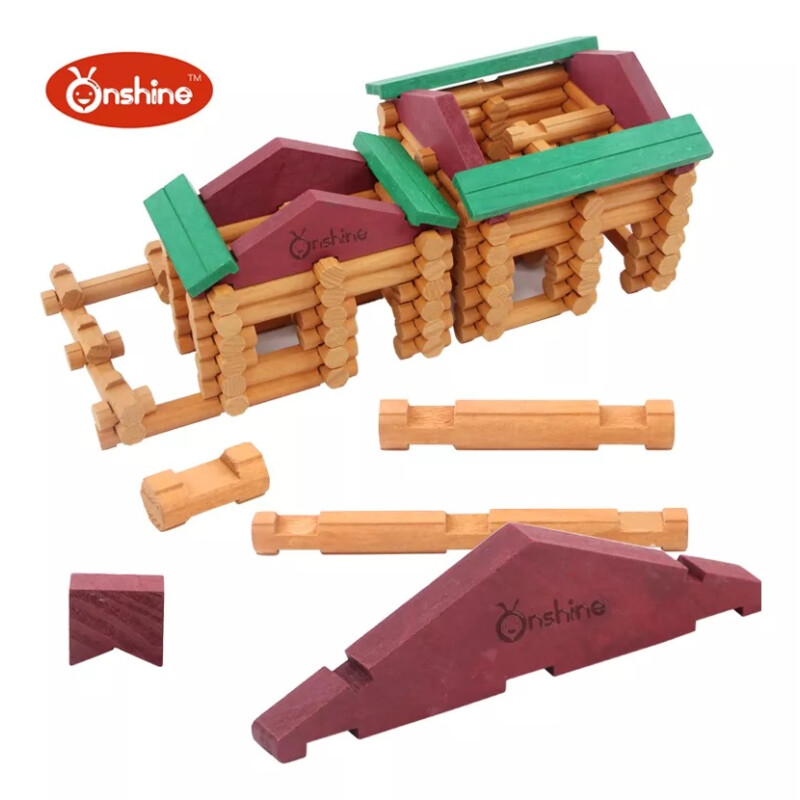 Juego de bloques de madera para granja y tienda, casas prefabricadas de madera Juego de bloques de madera para granja y tienda, casas prefabricadas de madera