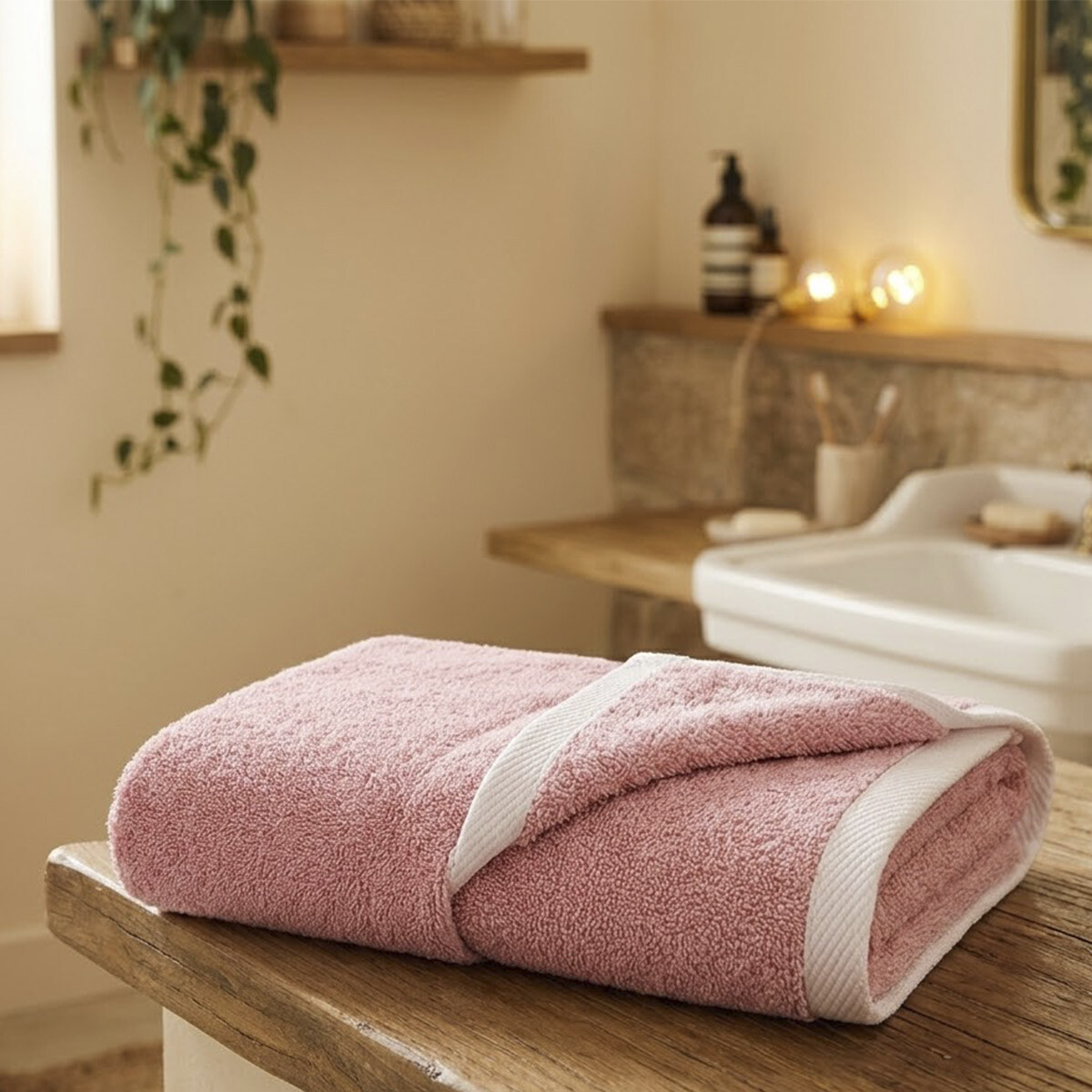Toalla Baño Uni Felpa Dohler 100% Algodón 70 x 140 cm - ROSA 