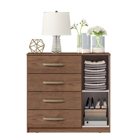 Cómoda Cajonera para Dormitorio de 4 Cajones y 1 Puerta en MDP - Dakar Cómoda Cajonera para Dormitorio de 4 Cajones y 1 Puerta en MDP - Dakar
