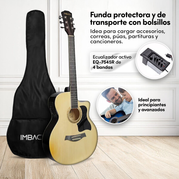 Guitarra Electro Acustica Tamaño 4/4 39 Para Diestros Con Funda Y Equalizador Clasica Imback Color Natural Guitarra Electro Acustica Tamaño 4/4 39 Para Diestros Con Funda Y Equalizador Clasica Imback Color Natural