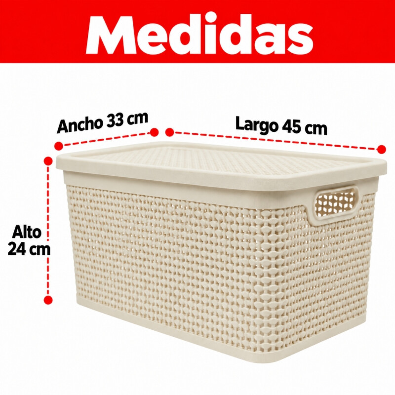 Caja simil ratán 25 lts BEIGE