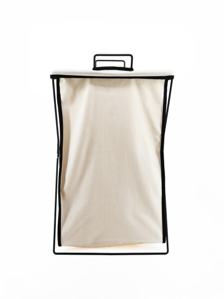 CESTO METAL PLEGABLE CON TELA PARA ROPA SUCIA NEGRO