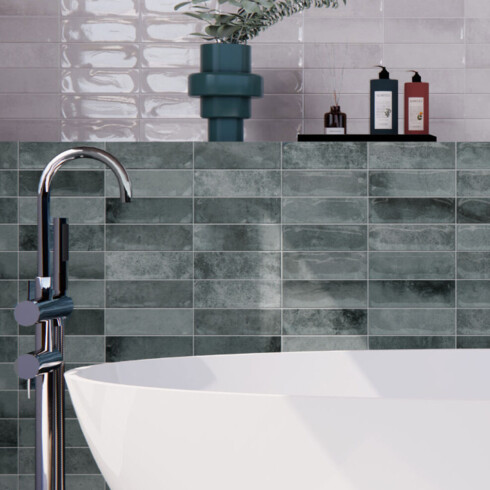 CERAMICA AZUL DESTONIFICADO BRILLO PRECORTE 31.6X60 PARED GAMAS DE AZUL