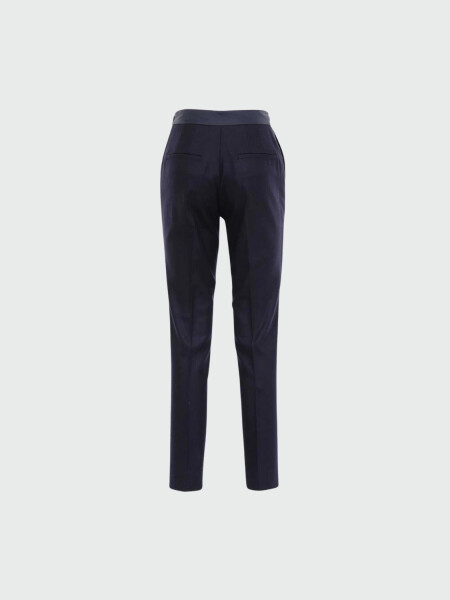 Moncler -Pantalón clásico de lana con bolsillos Azul