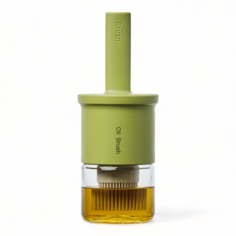 Aceitera Salsera Botella Vidrio 250ml Con Pincel De Silicona Verde