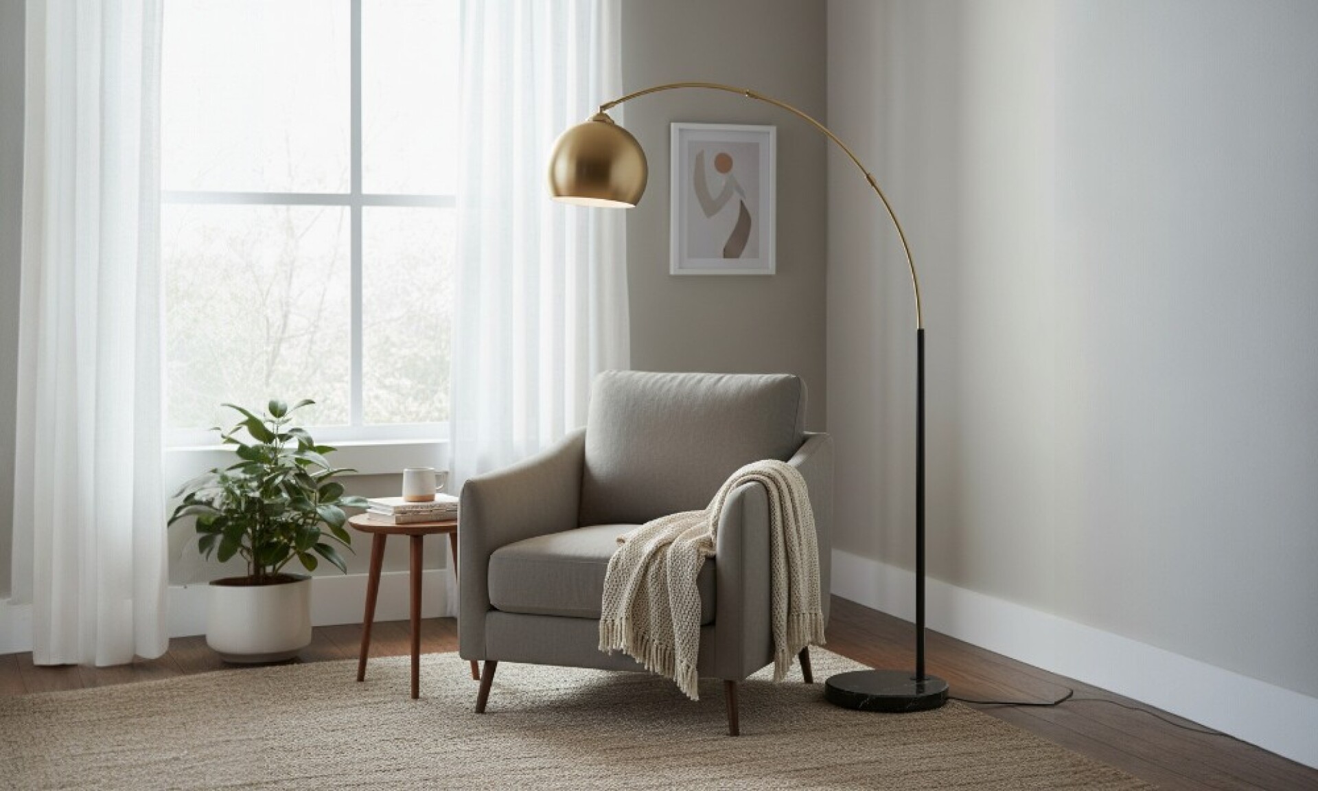 Luminaria De Piso Para Living Hf2168-1-gd 