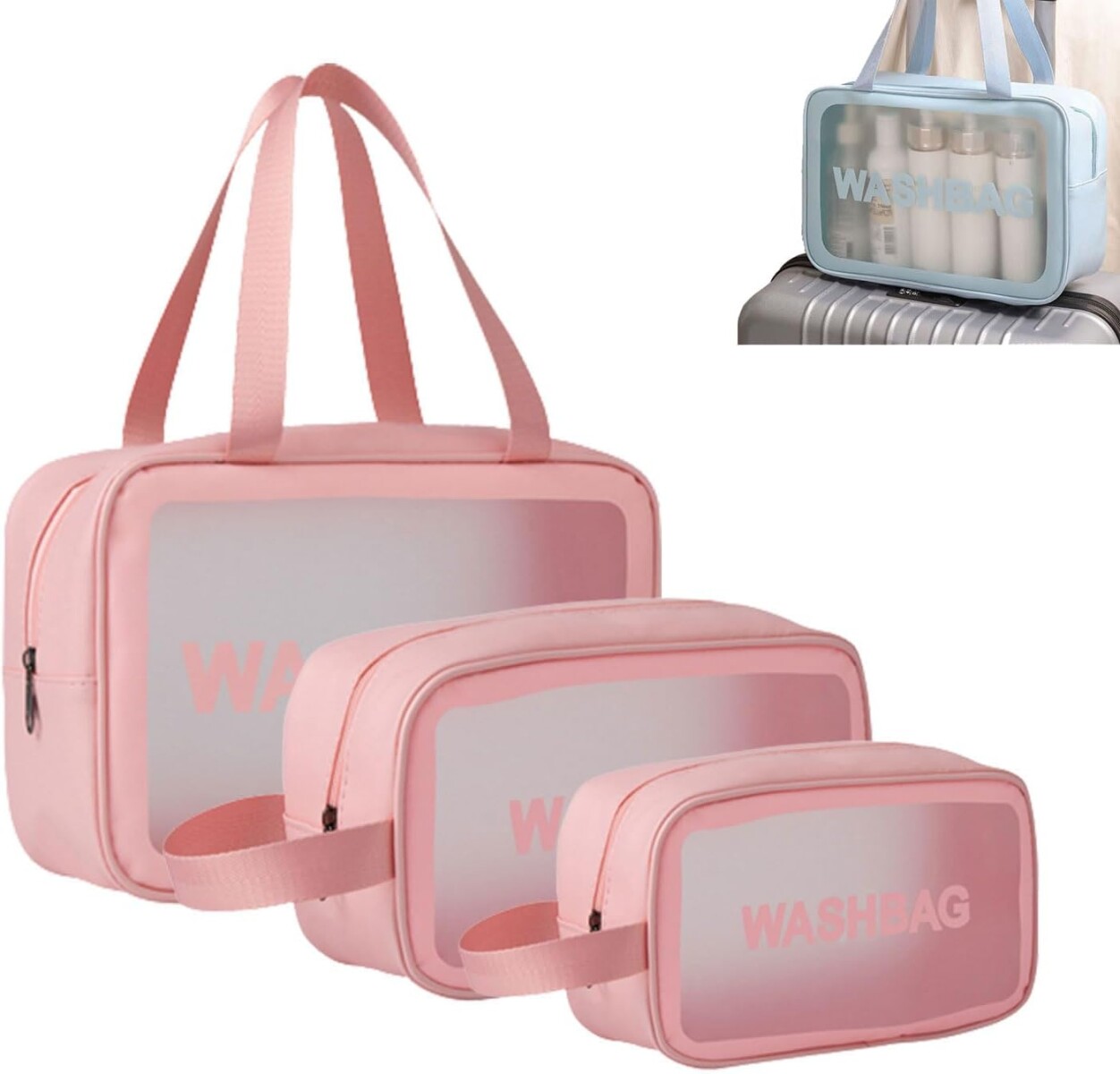 Estuche Neceser Washbag 3 Piezas - Rosa 