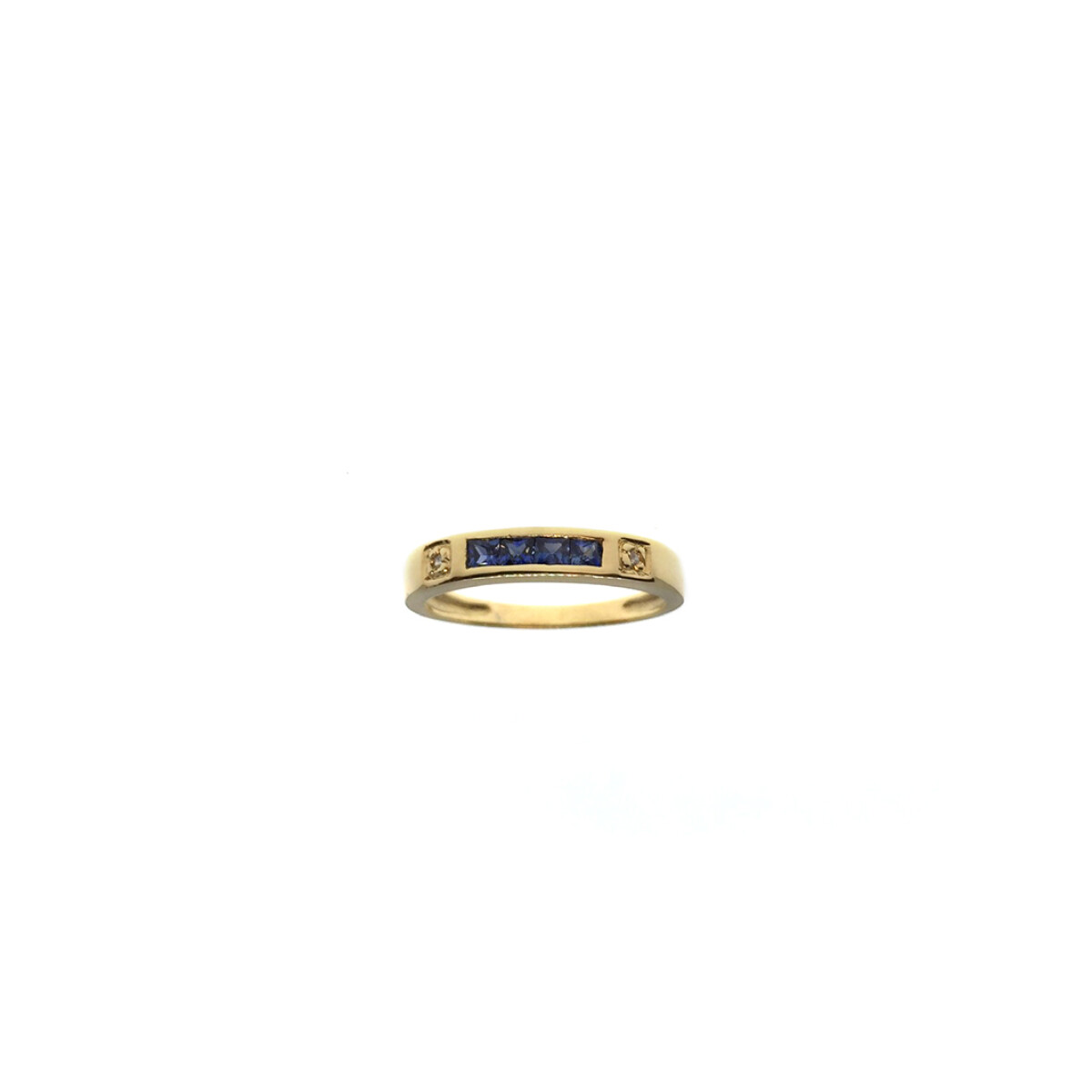 Anillo de oro amarillo 18k con brillantes y zafiros N8759 