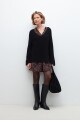 Sweater cinta escote V negro