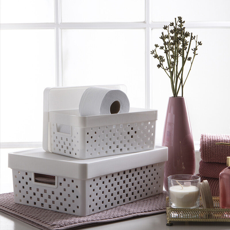 Organizador Quadratta G con tapa ROSADO