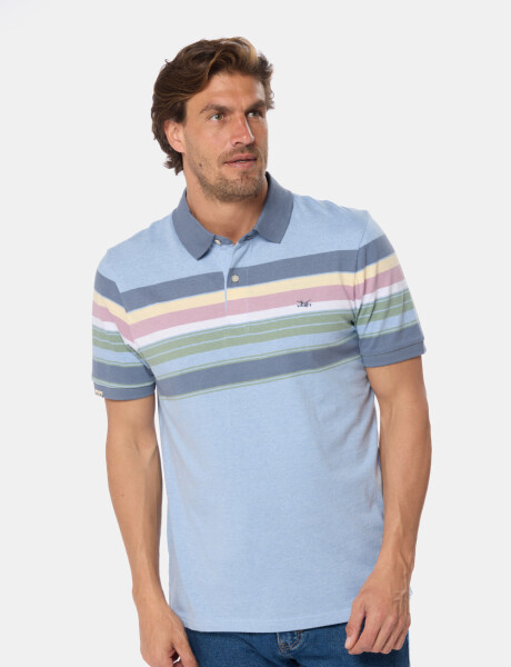 REMERA POLO RAYADA Celeste