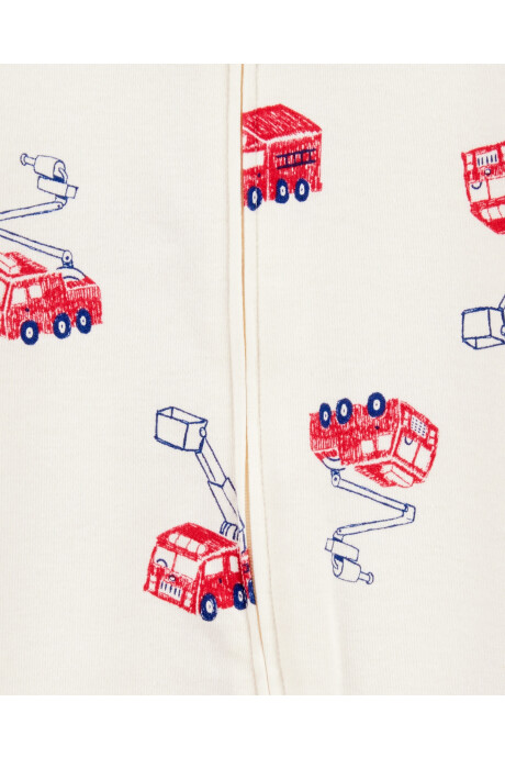 Pijama una pieza de algodón, con pie, diseño bomberos Sin color
